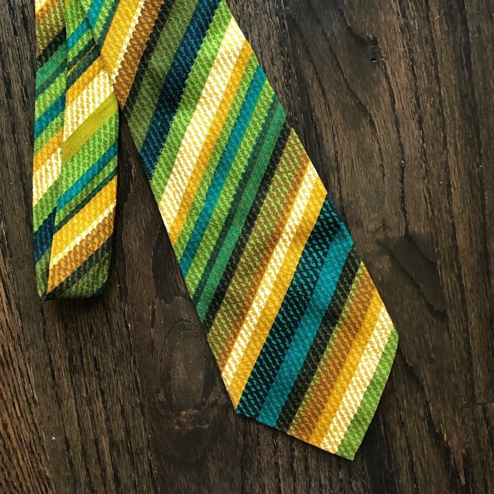 Vintage Barkcloth Striped Necktie